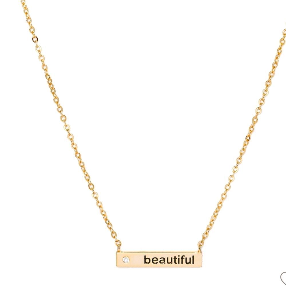 Beloved + Inspired Gold Dipped‎ Chain Necklace Bar-Beautiful